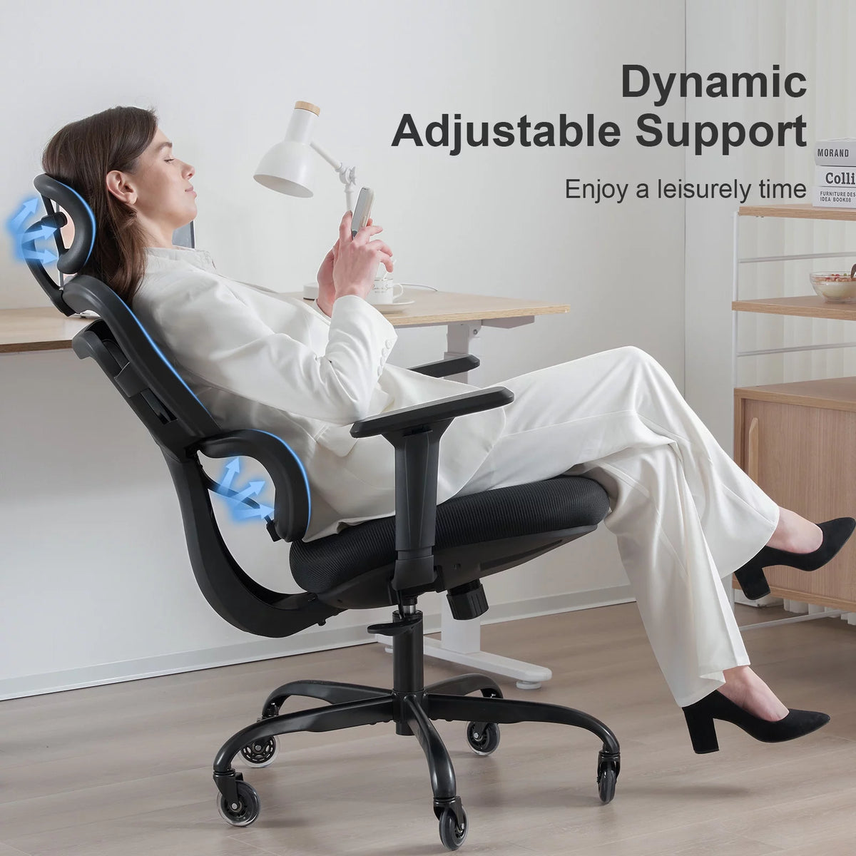 Black Ergonomic Mesh Office Chair with Lumbar Support and Wheels G898940