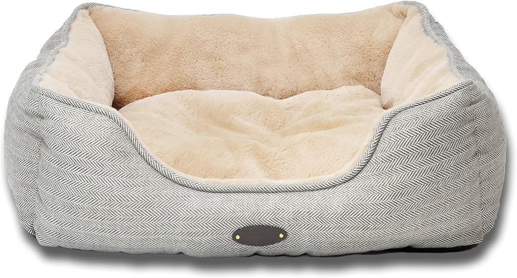 Beige Rectangle Calming Pet Bed with Washable Cushion Y83100