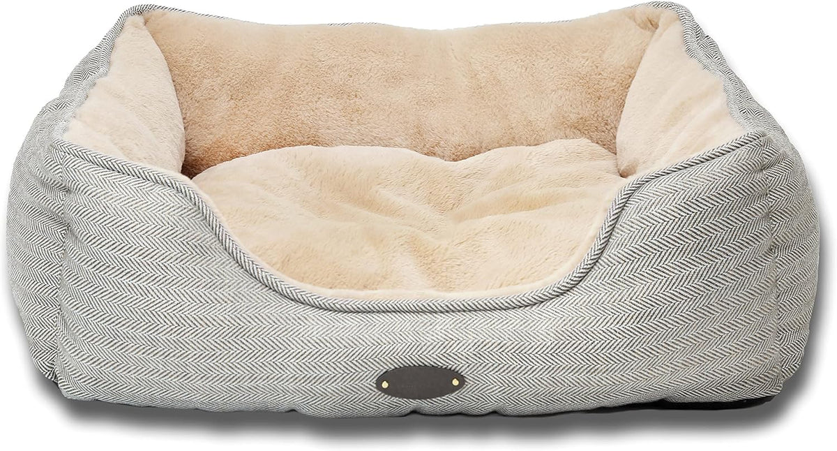 Beige Rectangle Calming Pet Bed with Washable Cushion Y83100
