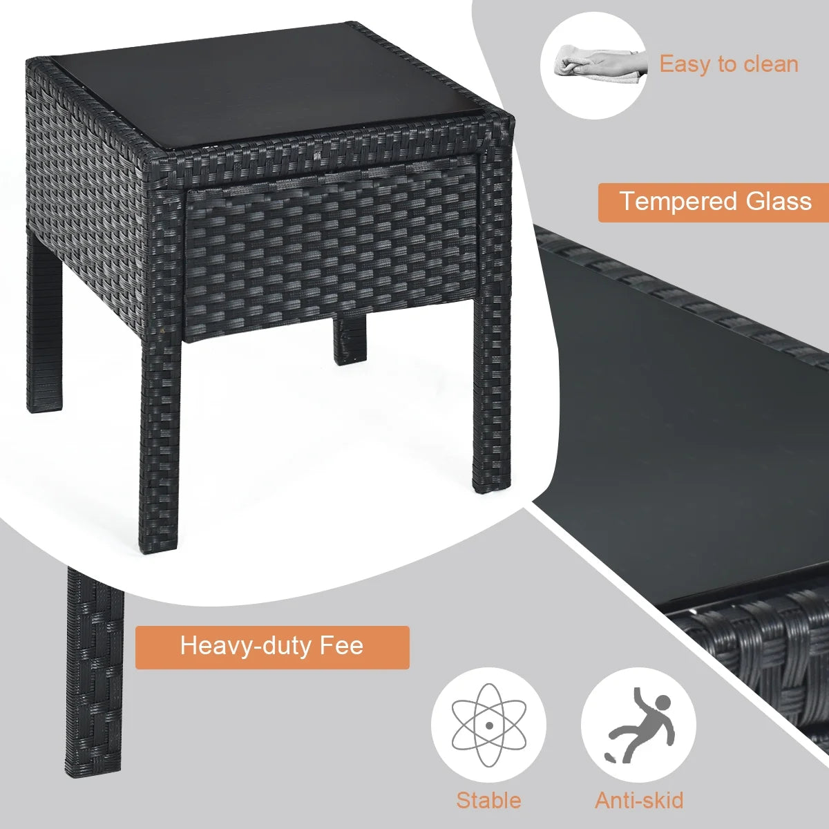 3 Pc Patio Rattan Furniture Set with Cushions I63846