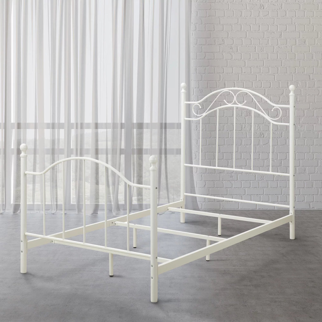White Twin Size Metal Bed M8766