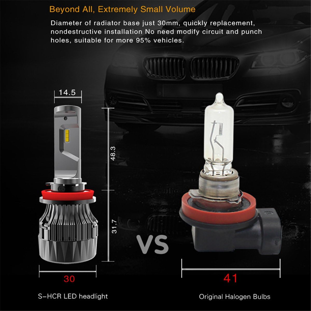 H11 Low Beam HB3/9005 High Beam LED Bulbs Combo Kits, Xenon White (4 Packs, 2 Sets) N52197