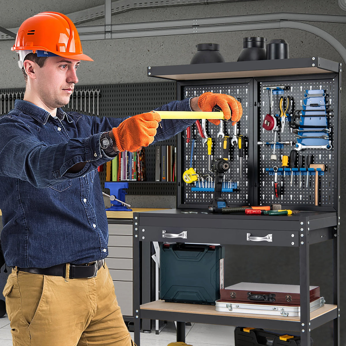 Heavy-Duty Workbench with 2 Shelves Q955543