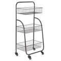 Black 3-Tiered Iron Storage Cart with Caster Wheels F7113