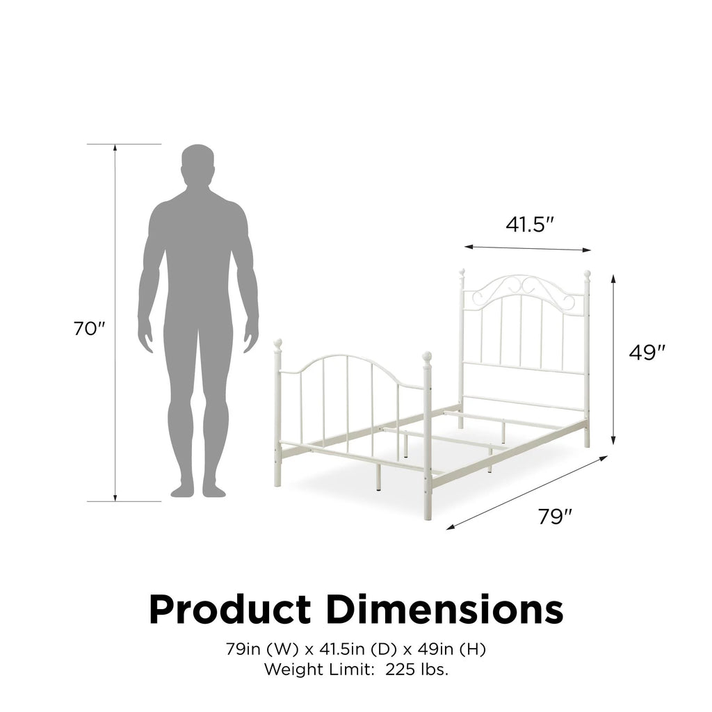 White Twin Size Metal Bed M8766