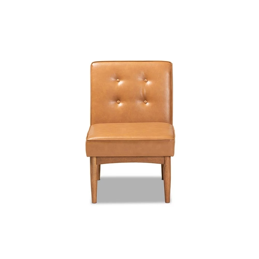Tan Faux Leather Upholstered Wood Dining Chair P478886