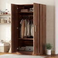 Black 4-Door Wooden Wardrobe Closet with 2 Drawers V669