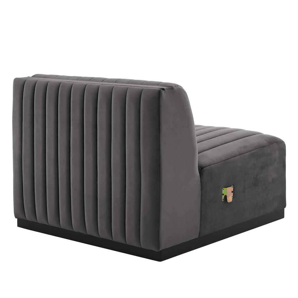 Black Gray Performance Velvet Sofa L25533