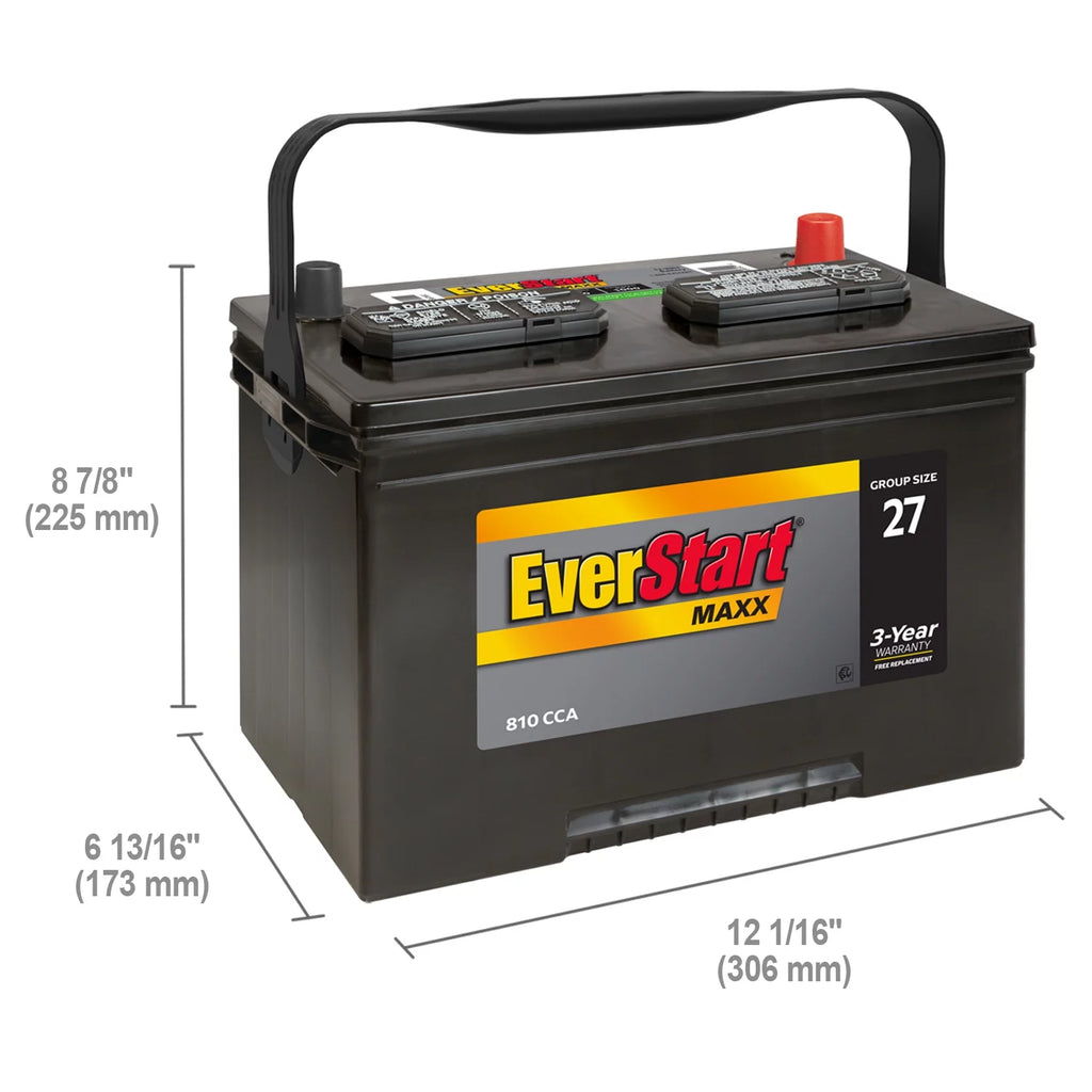 Lead Acid Automotive Battery, Group Size 27 12 Volt, 830 CCA F99357