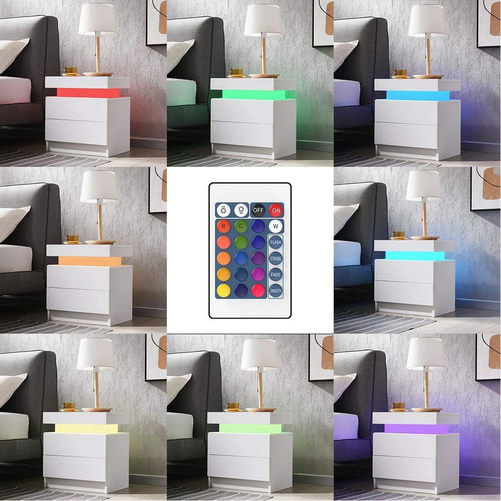 White 2 Drawer High Gloss Nightstand O61494