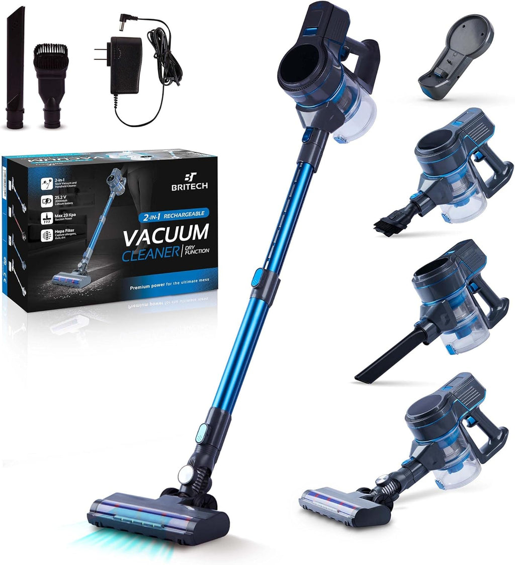 Cordless Stick Vacuum Cleaner with 250W Motor, 30min Runtime, LED Display Screen & Headlights (White) C881