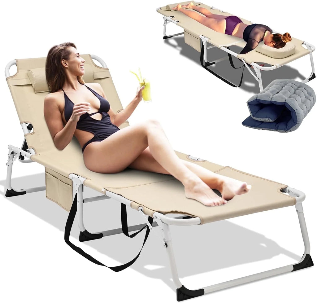 Portable Folding Camping Cot Bed with Mattress & Pillow J251136