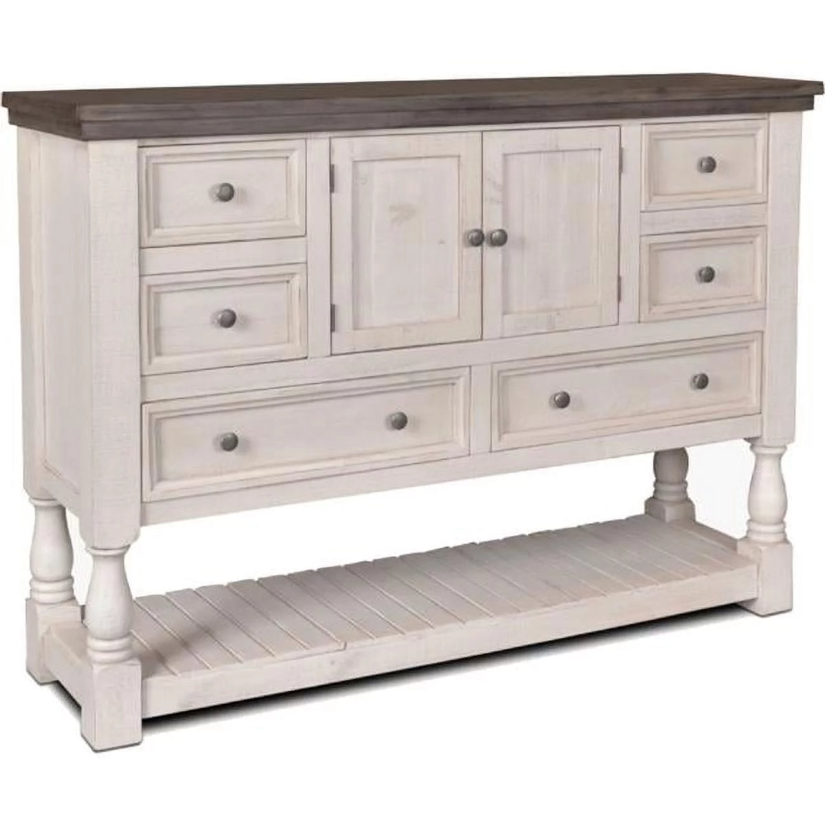 Rustic 6 Drawer Dresser with Storage Cabinets D33657