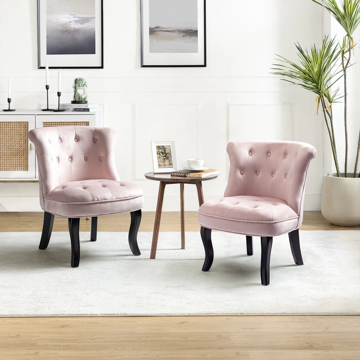 Velvet Tufted Wingback Chair Set of 2 Z481