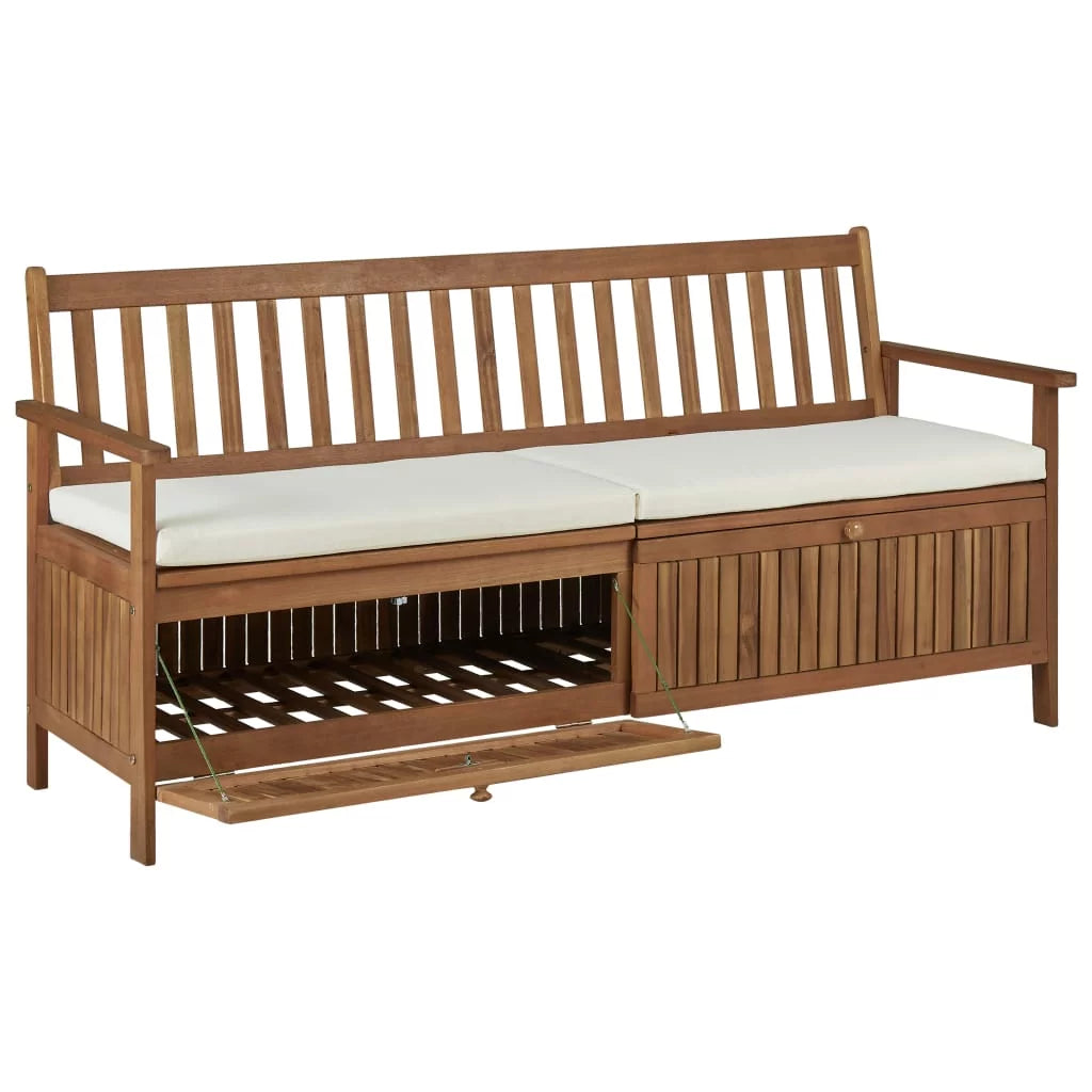 Storage Bench with Cushion Solid Acacia Wood C87331