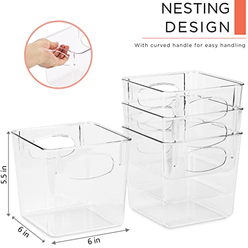 Clear Plastic Storage Bins with Handle, 8 Pack W94940