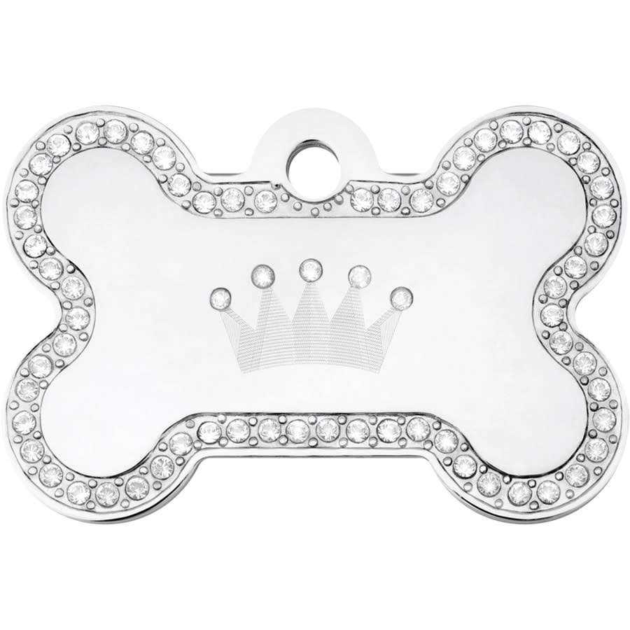 Dog Tag with Crown and Crystals A10441
