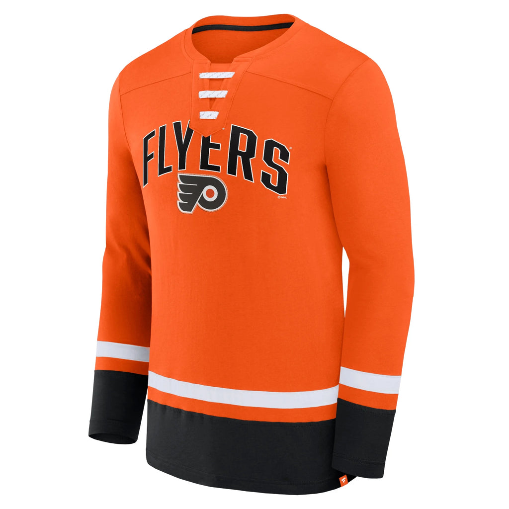 Orange Philadelphia Flyers Back Pass Lace-Up Long Sleeve T-Shirt E19151