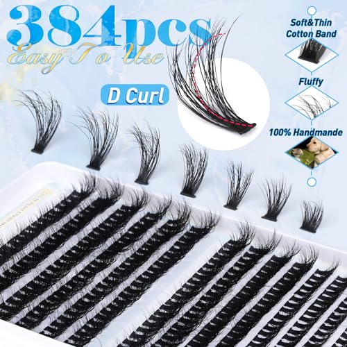 320pcs Individual Lashes D Curl Eyelash Extension Kit with Bond and Seal and Tweezers H33415