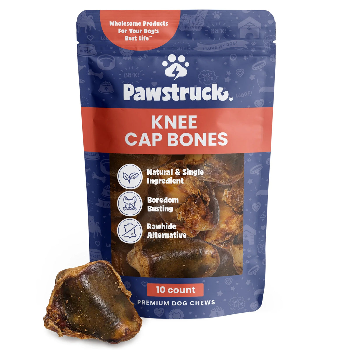 Natural Beef Knee Cap Bones for Dogs 10 Count M9324