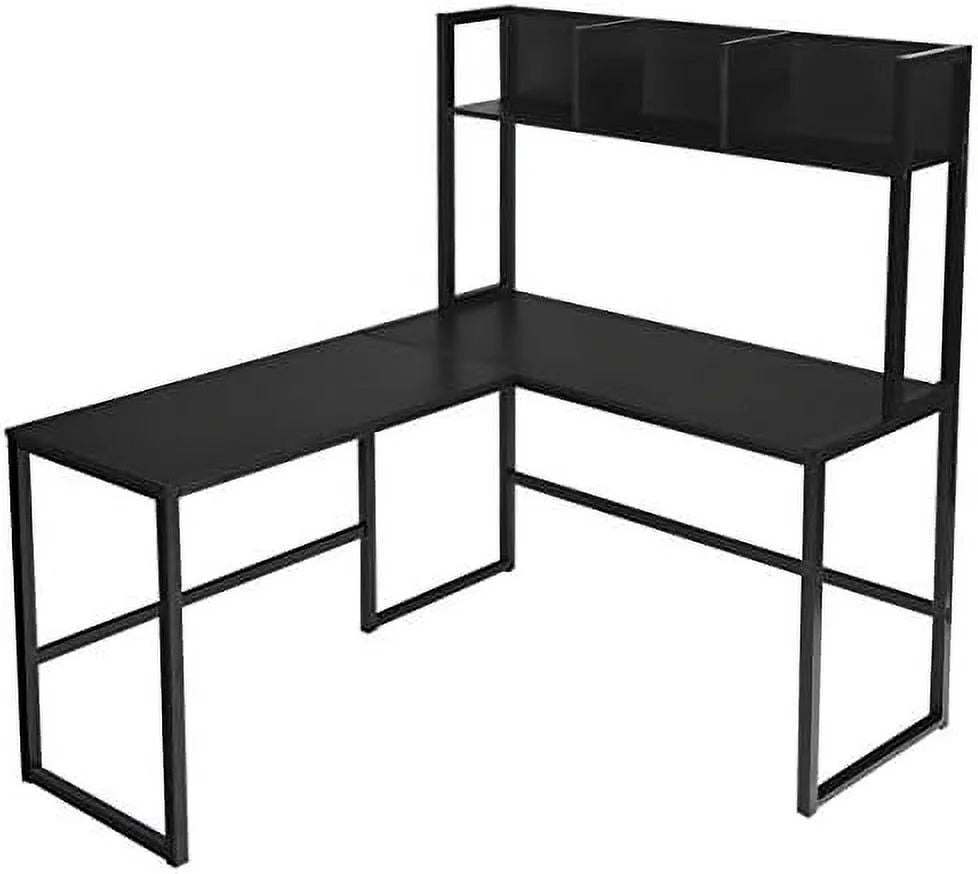 Reversible L-Shaped Corner Computer Desk with Hutch T4025