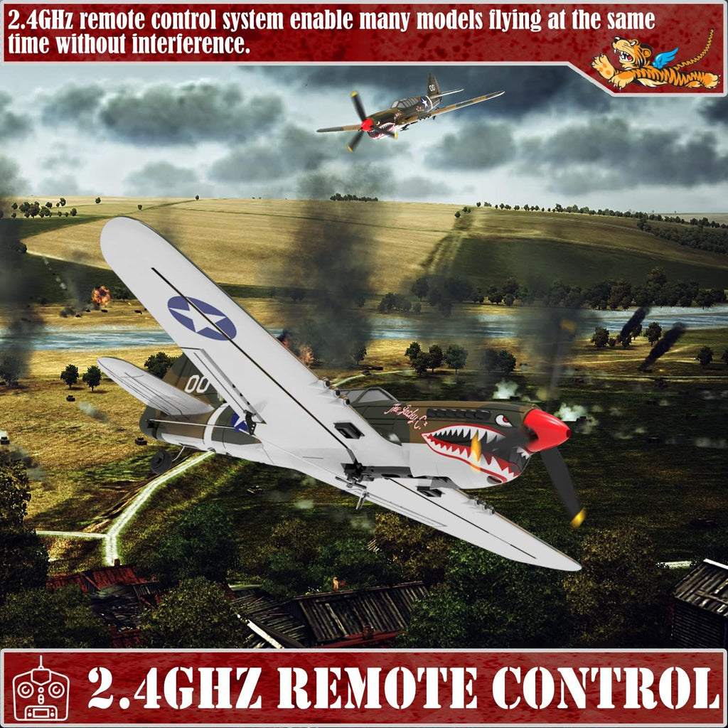 4 Channel Remote Control Airplane Ready to Fly P-40 Warhawk RC Airplane W894036