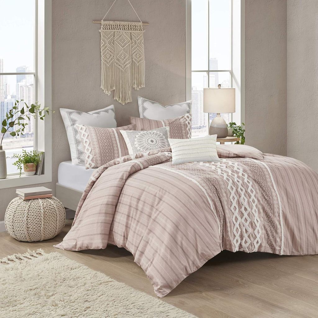 100% Cotton Ivory Chenille Tufted King Comforter Cover Bedding Set S665