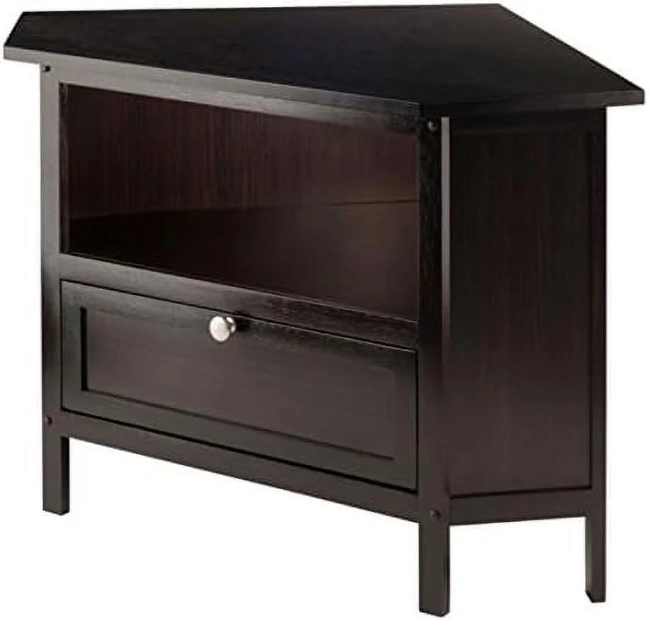 Espresso Corner TV Media Stand with Open Shelf F7415