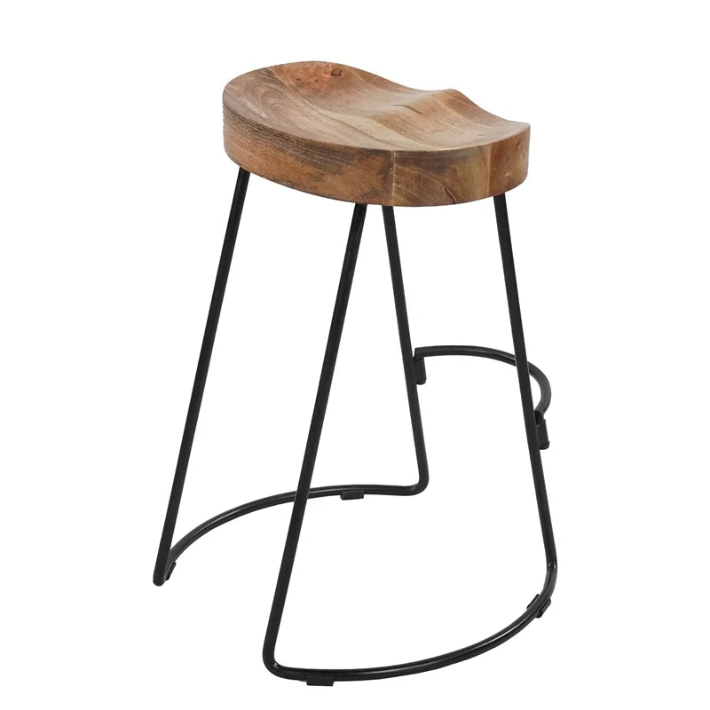 30" Mango Wood & Iron Barstool Set of 3 Y55982