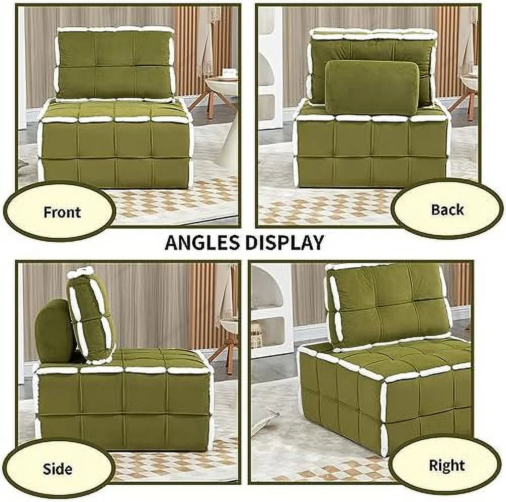 Khaki Teddy Upholstered Barrel Accent Chair with Pillow E24956