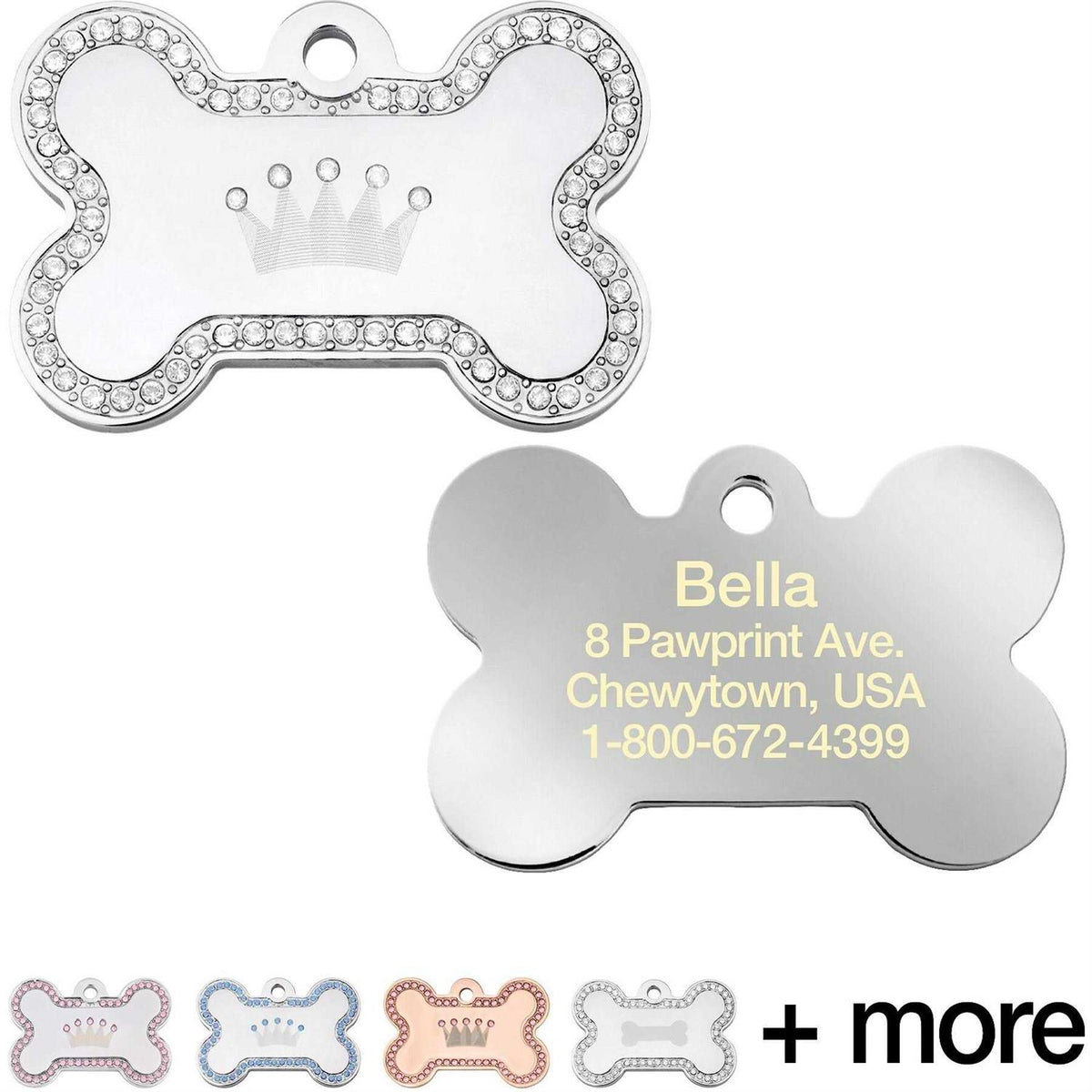 Dog Tag with Crown and Crystals A10441