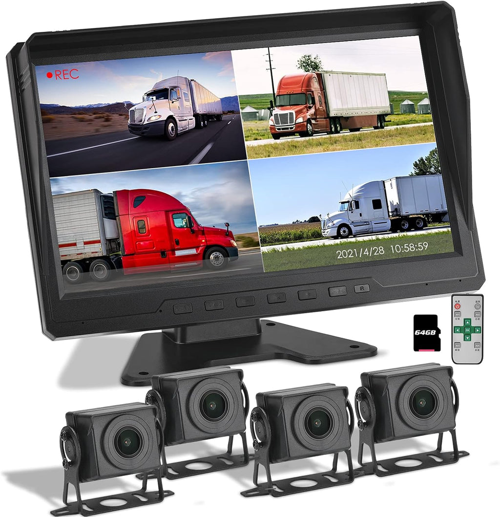 10.1 inch FHD1080P Truck Backup Camera with Built-in Recorder and Quad Split Monitor P411351