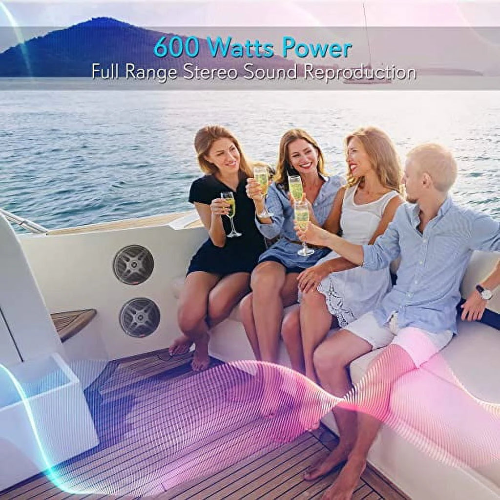 6.5 Inch 600 W 2 Way Waterproof Bluetooth Marine Speakers, Pair J653