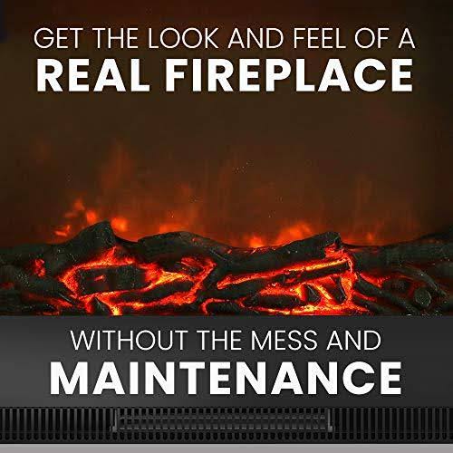 34-in. Electric Fireplace with Log Insert and Teak Mantel Y902204