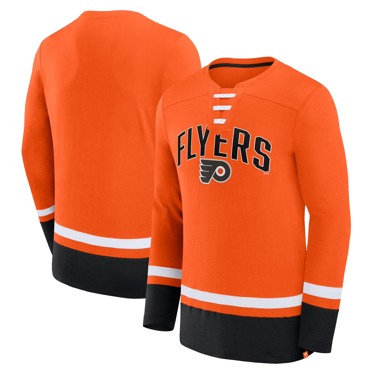 Orange Philadelphia Flyers Back Pass Lace-Up Long Sleeve T-Shirt E19151