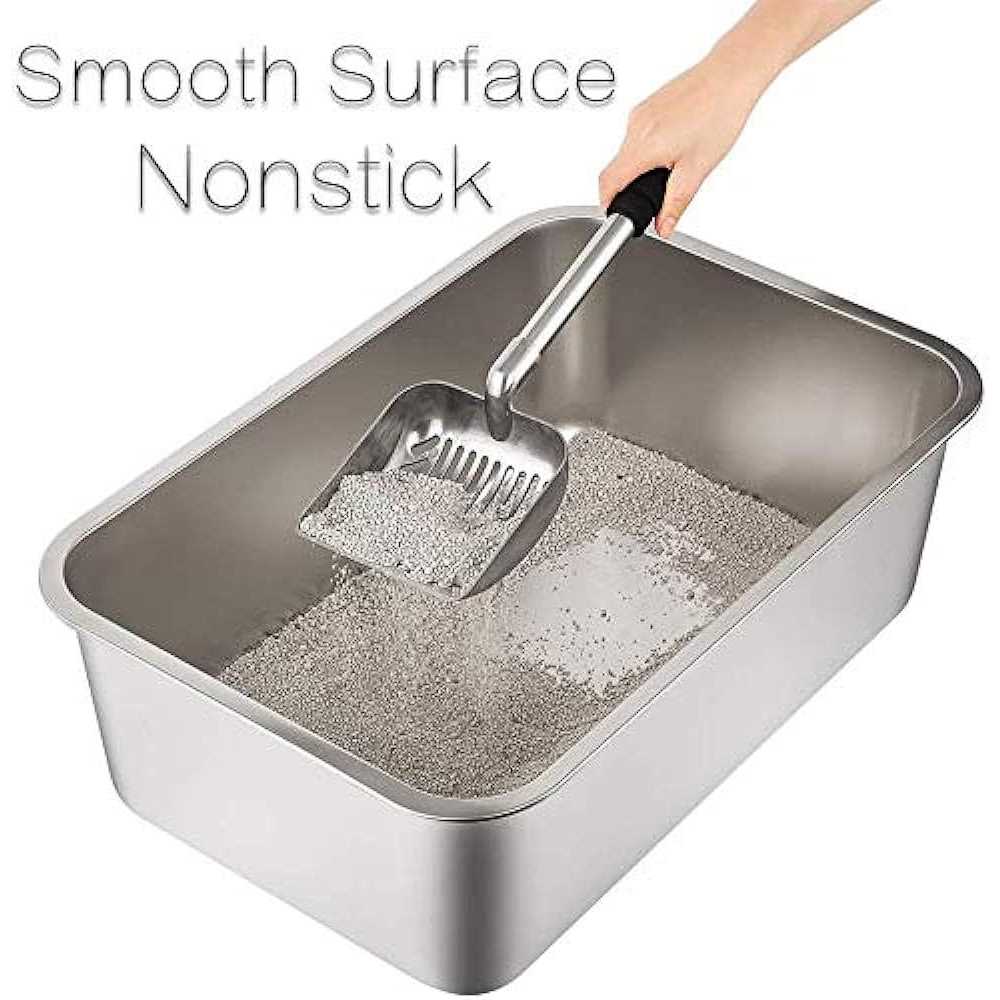 Stainless Steel Litter Box with High Sides and Non Slip Rubber Feet E5020