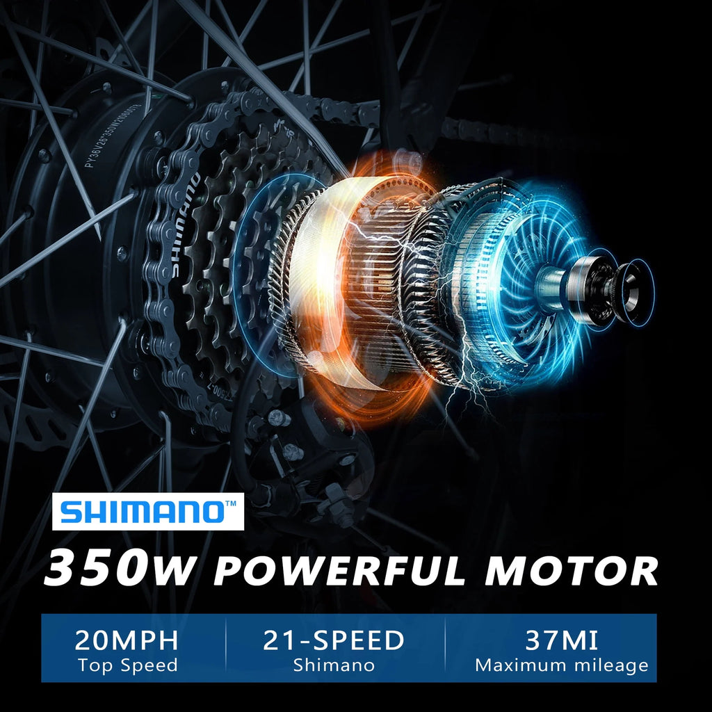 350W 26 Orange Electric Mountain Bike 21 Speed W6284
