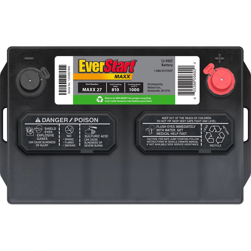 Lead Acid Automotive Battery, Group Size 27 12 Volt, 830 CCA F99357
