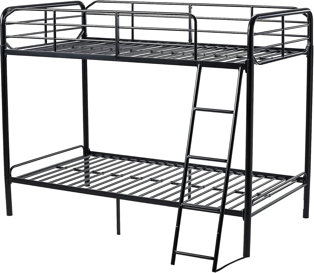 Twin Over Twin Black Stackable Bunk Bed with Ladder and Metal Frame G933727