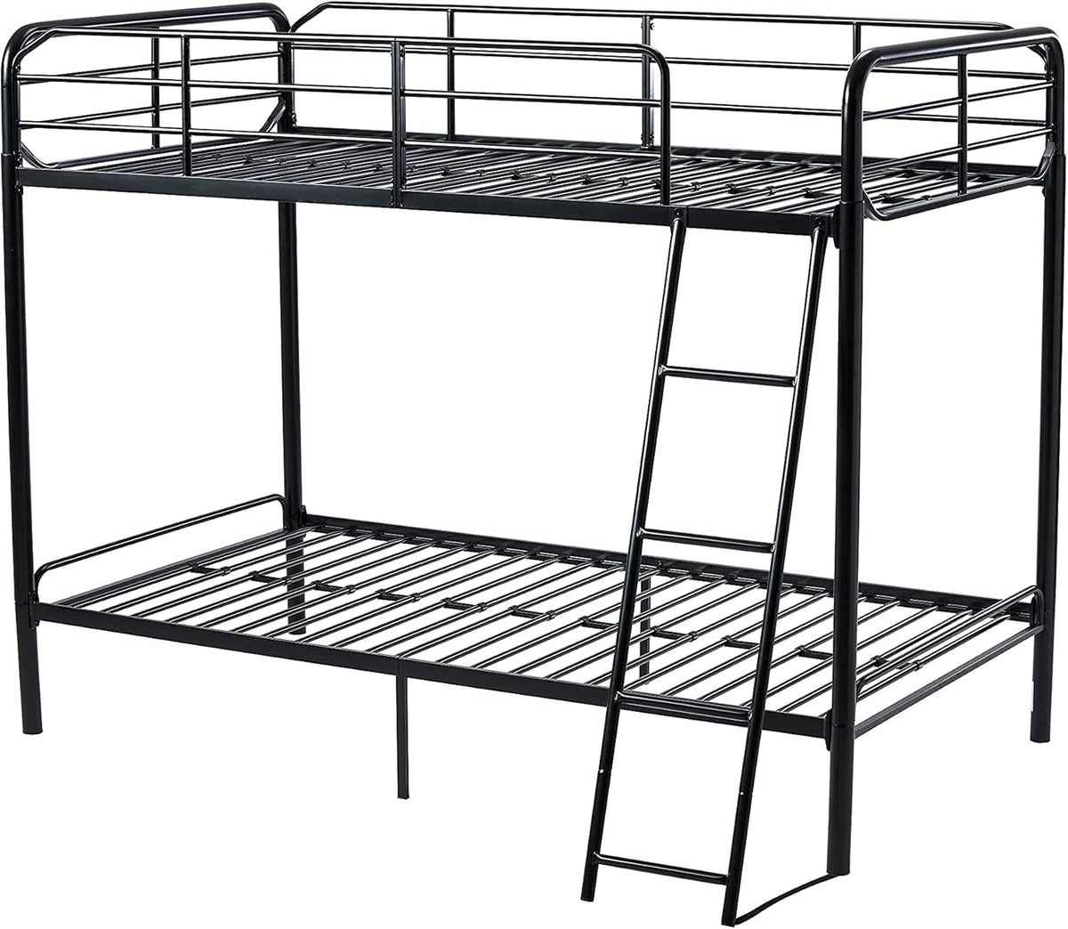 Twin Over Twin Black Stackable Bunk Bed with Ladder and Metal Frame G933727