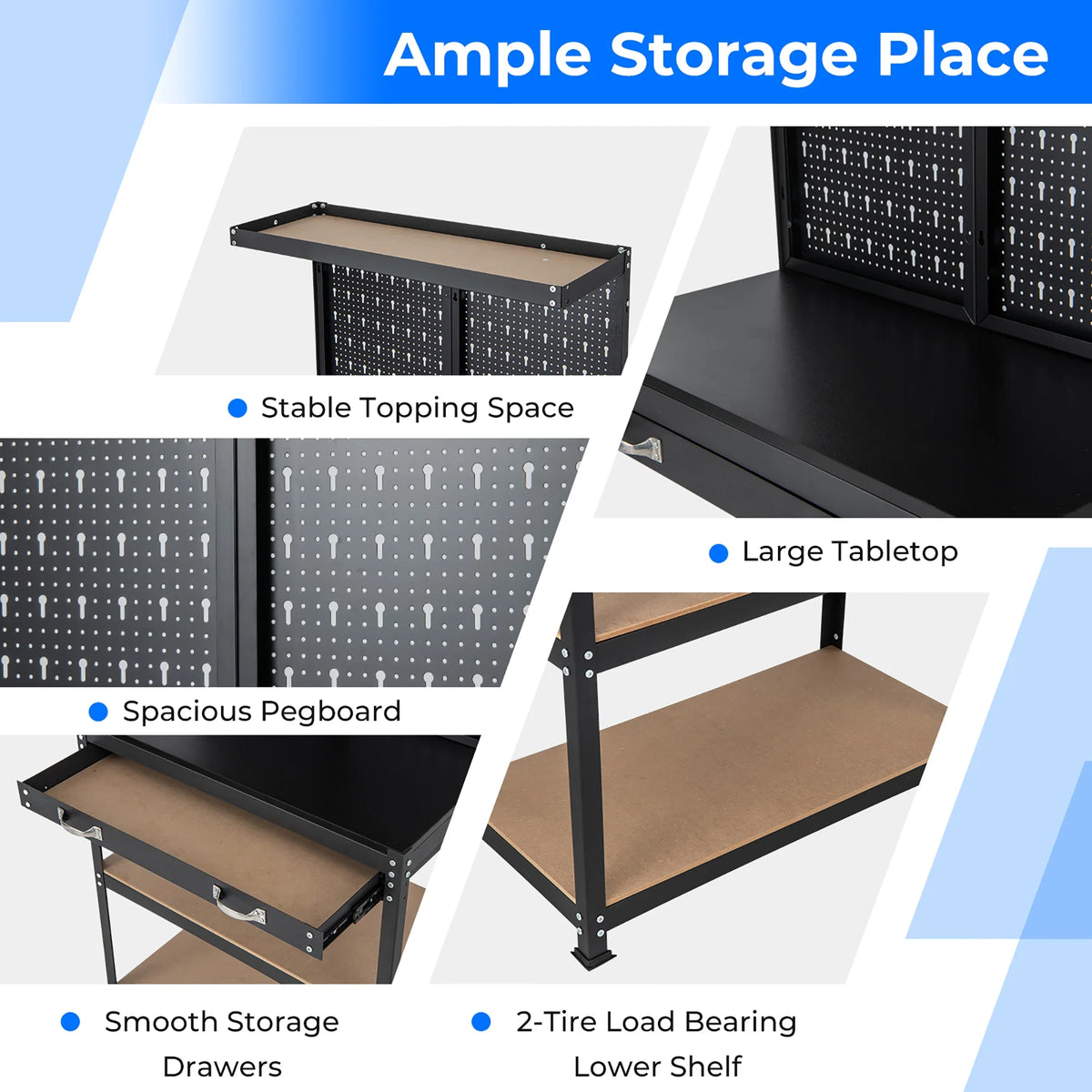 Heavy-Duty Workbench with 2 Shelves Q955543