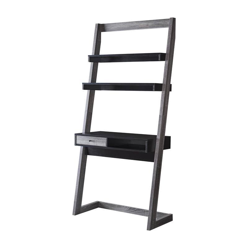 Black and Gray Wood Writing Desk with Shelves W229