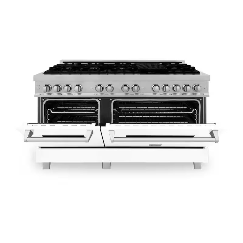 9 Burner Double Oven Dual Fuel Range with White Matte Door G146907