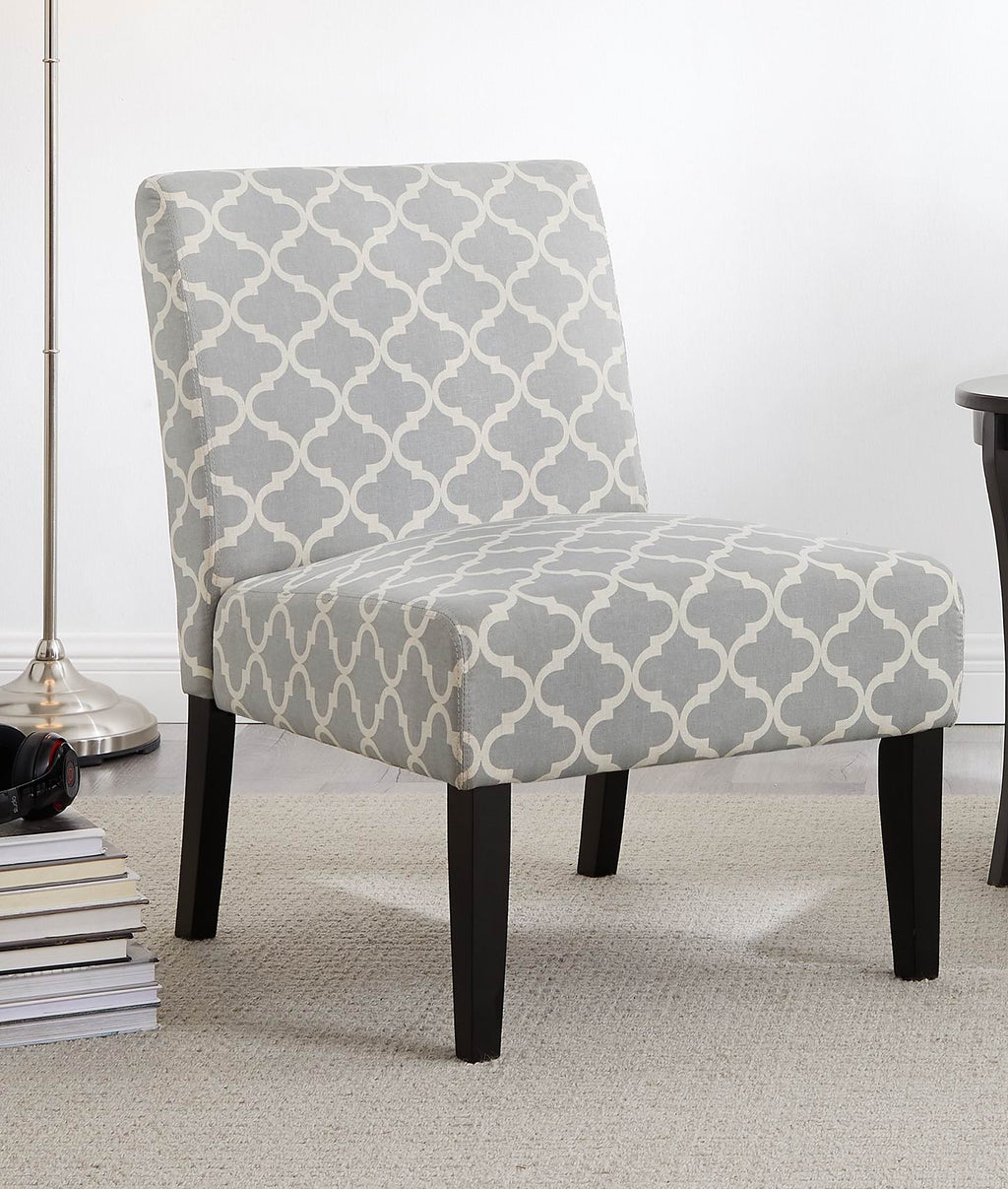 3pc Set Gray Fabric Upholstered Side Table and 2 Chairs O635