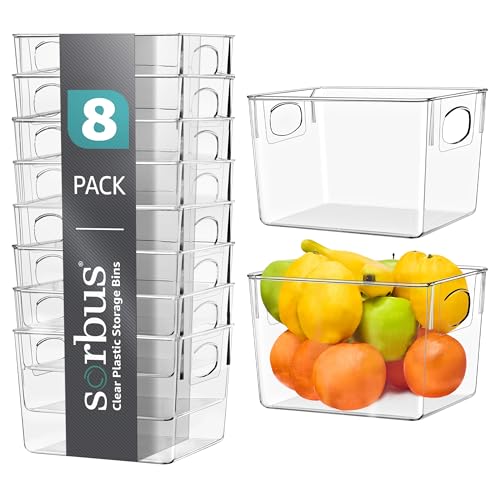 Clear Plastic Storage Bins with Handle, 8 Pack W94940