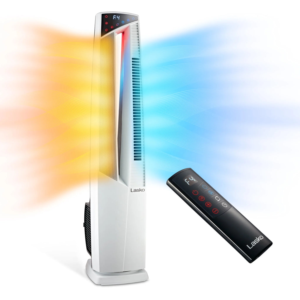 Black High Velocity Fan and Ceramic Space Heater with Remote U22263