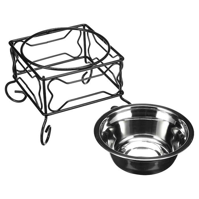 Wrought Iron Stand with Stainless Steel Feeder Bowl G3337