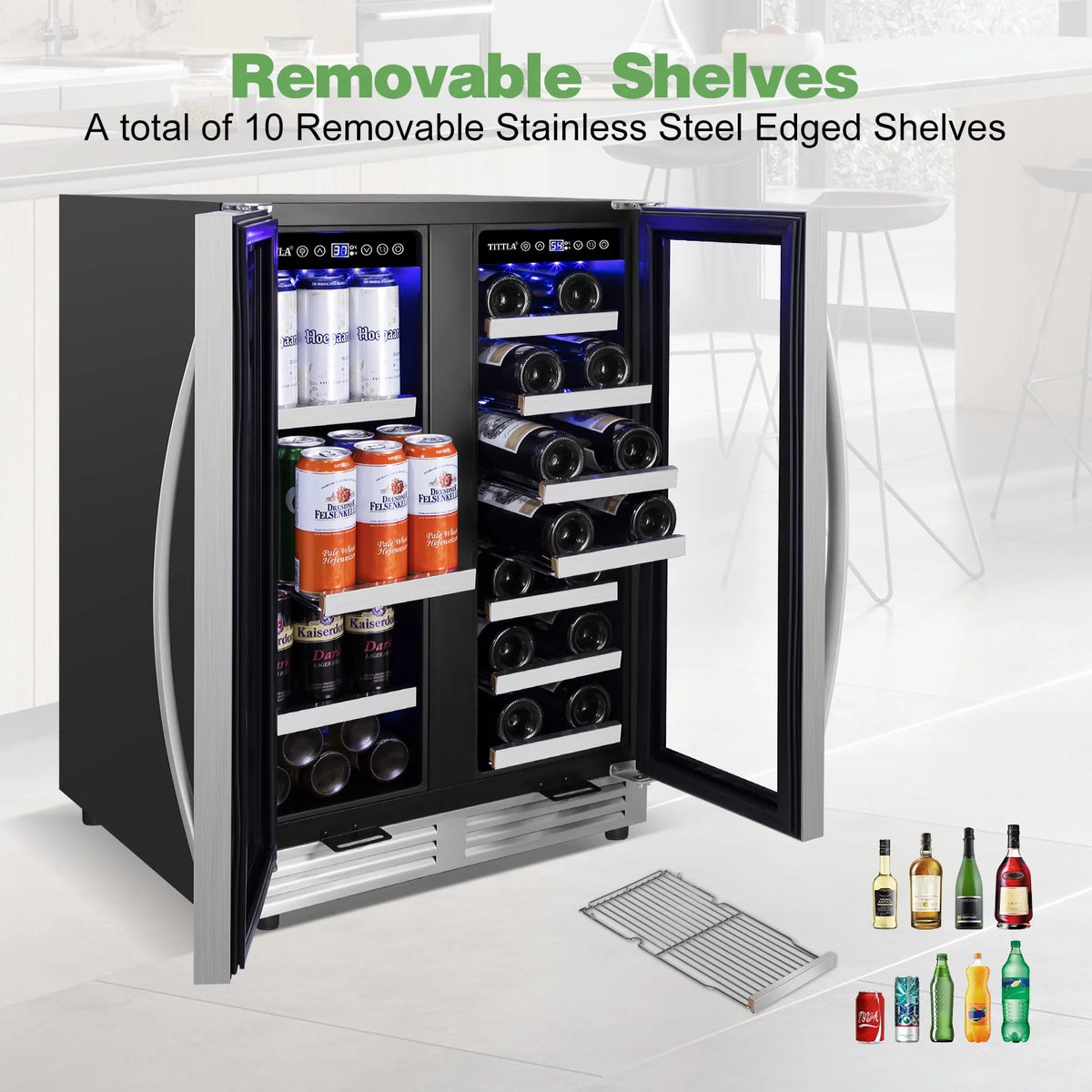 Built in Wine Cooler Beverage Cooler 18-Wine Bottles and 57 Cans Dual Zone K783