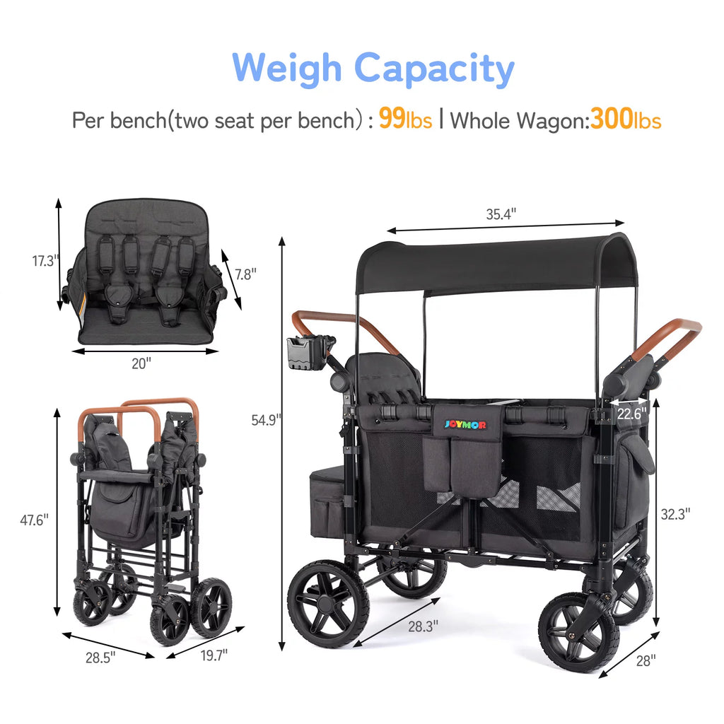 4 Seater Stroller Wagon with UV-Protection Canopy O623350