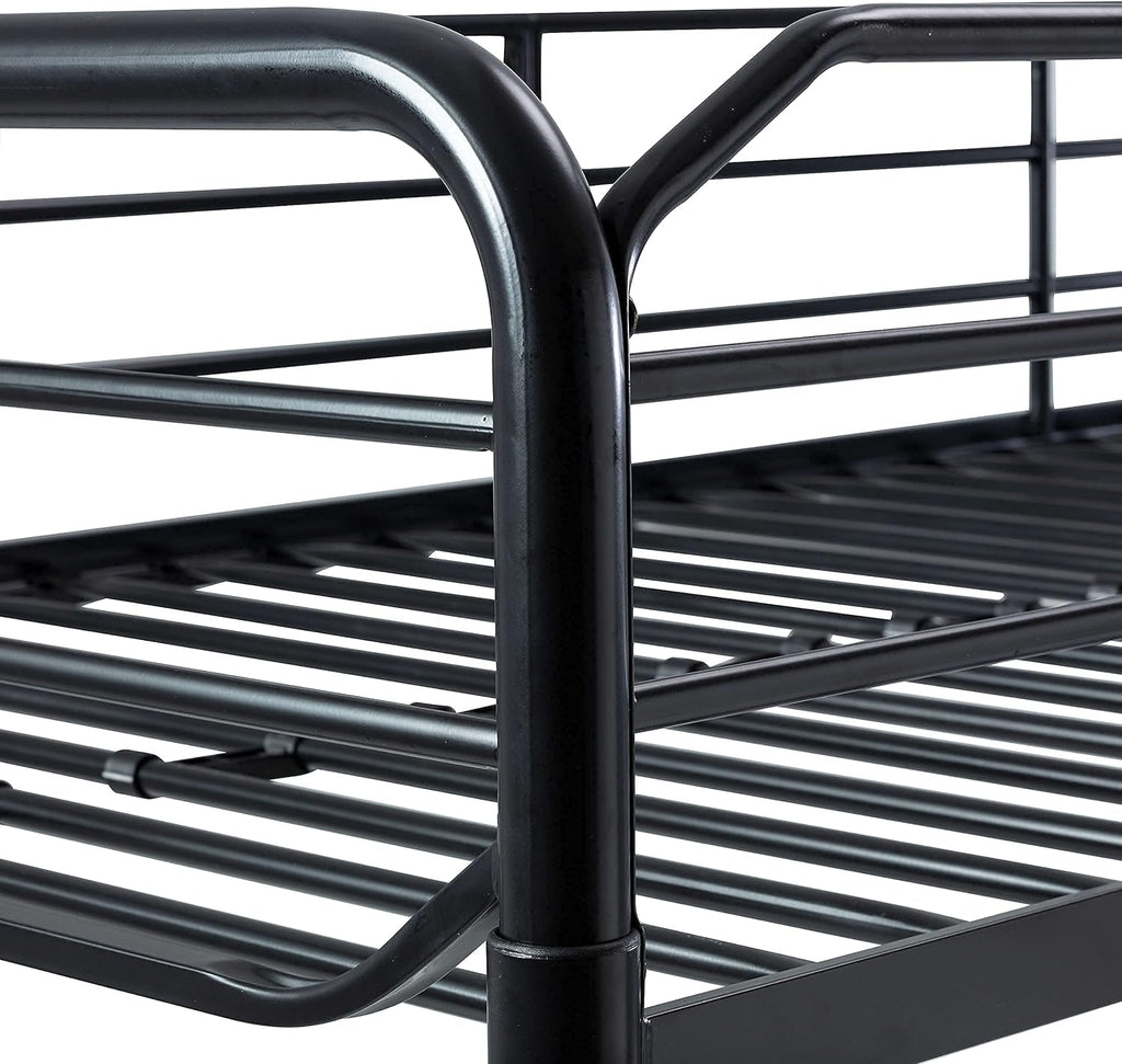 Twin Over Twin Black Stackable Bunk Bed with Ladder and Metal Frame G933727